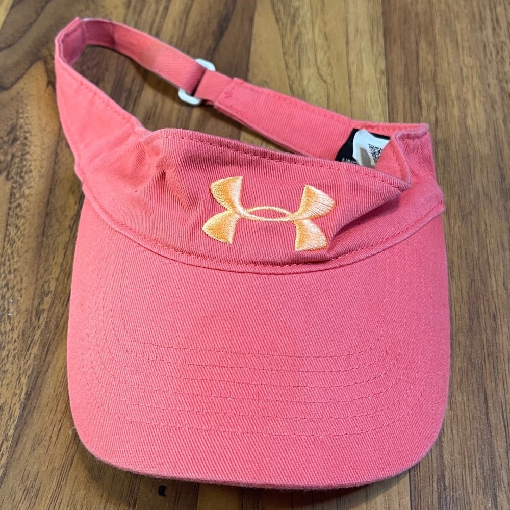 Under Armour Youth Visor Hat Coral Pink Orange Logo Adjustable Girls Kids OSFA